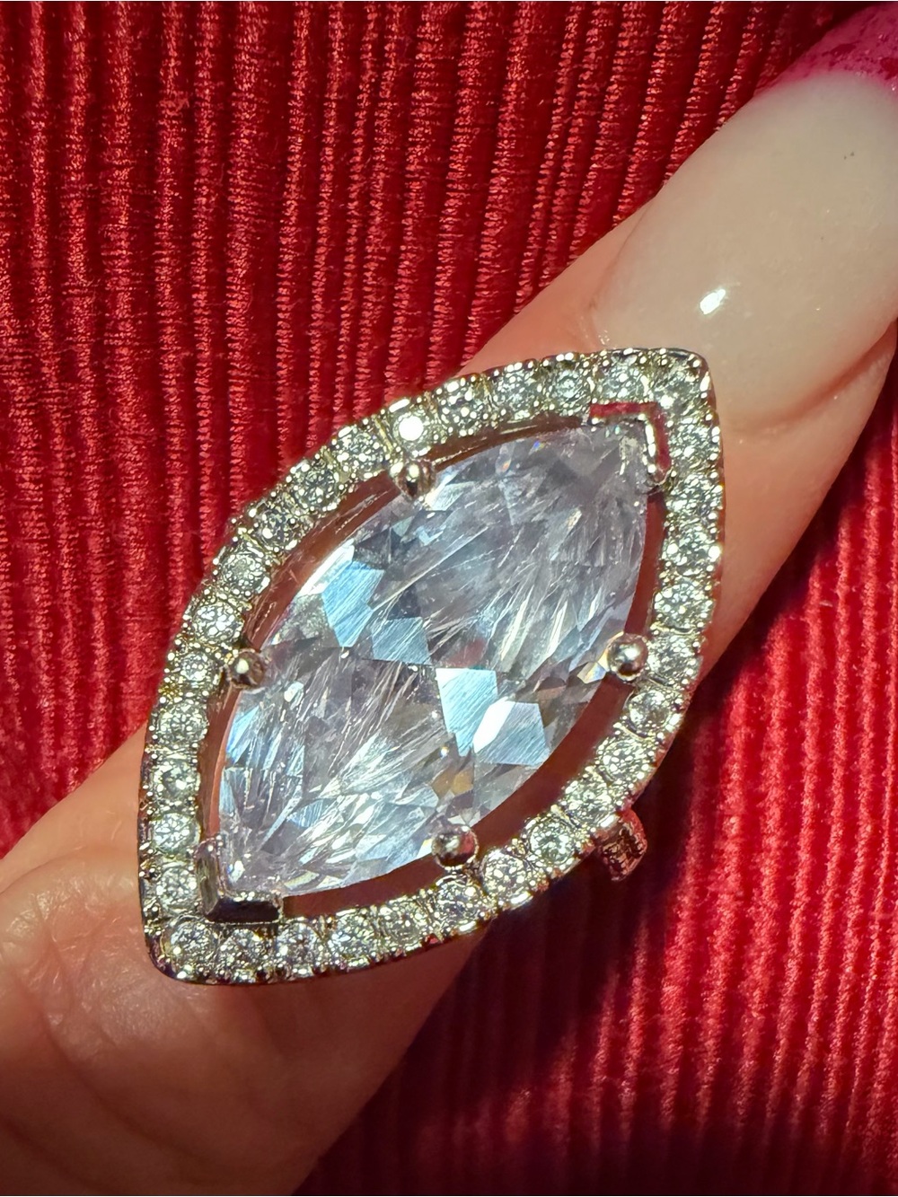 Park Lane Marquise Crystal Halo Statement Ring Size 7.5